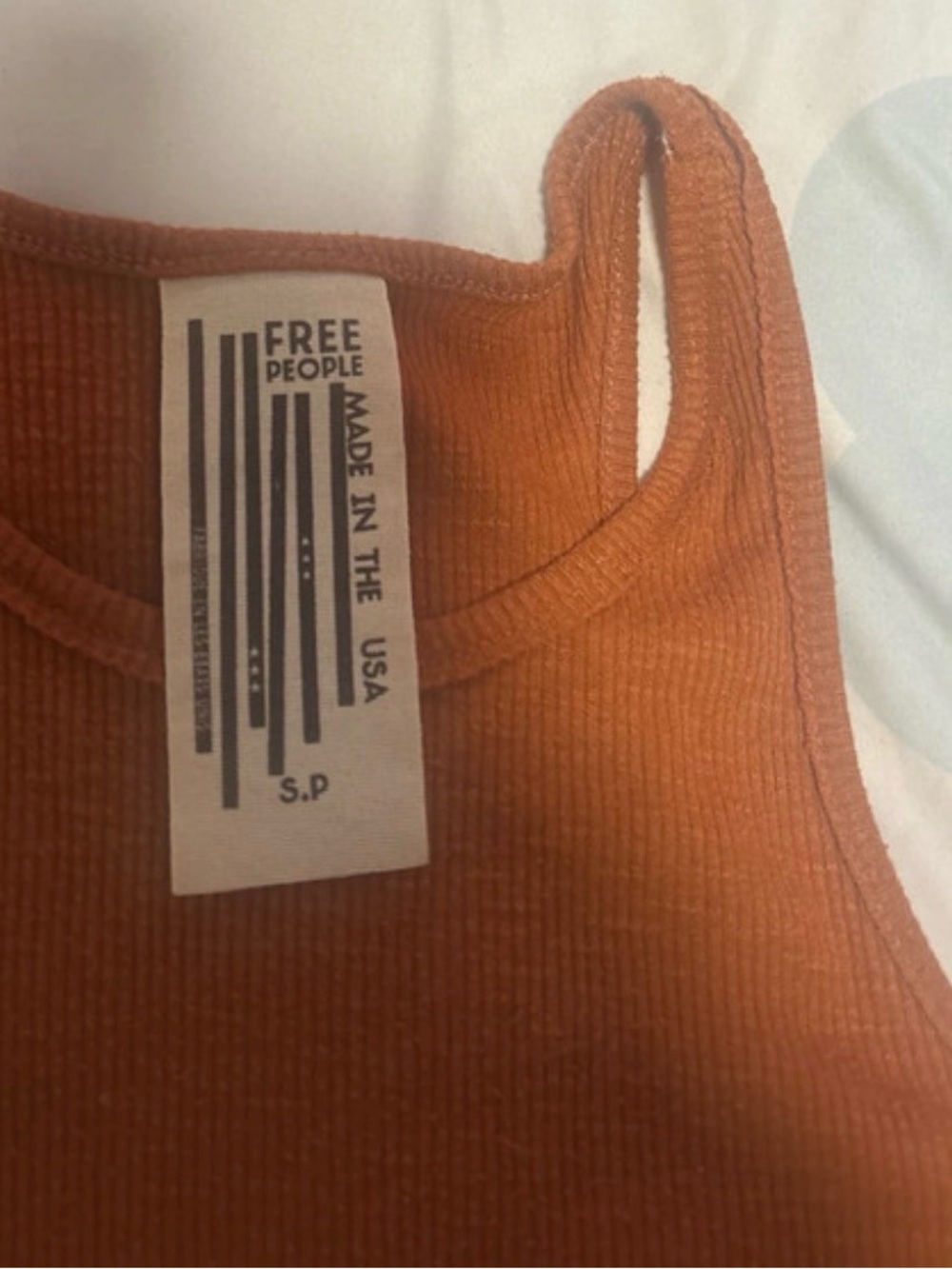 Free People Ribbed Racerback Tank Top - Rust Orange - Picture 3 of 3
